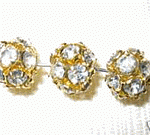 8 12mm Swarovski Rhinestone Filigree Balls Gold/Crystal - B1202