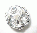 2 18mm Swarovski Rhinestone Filigree Balls Silver/Crystal - B1801